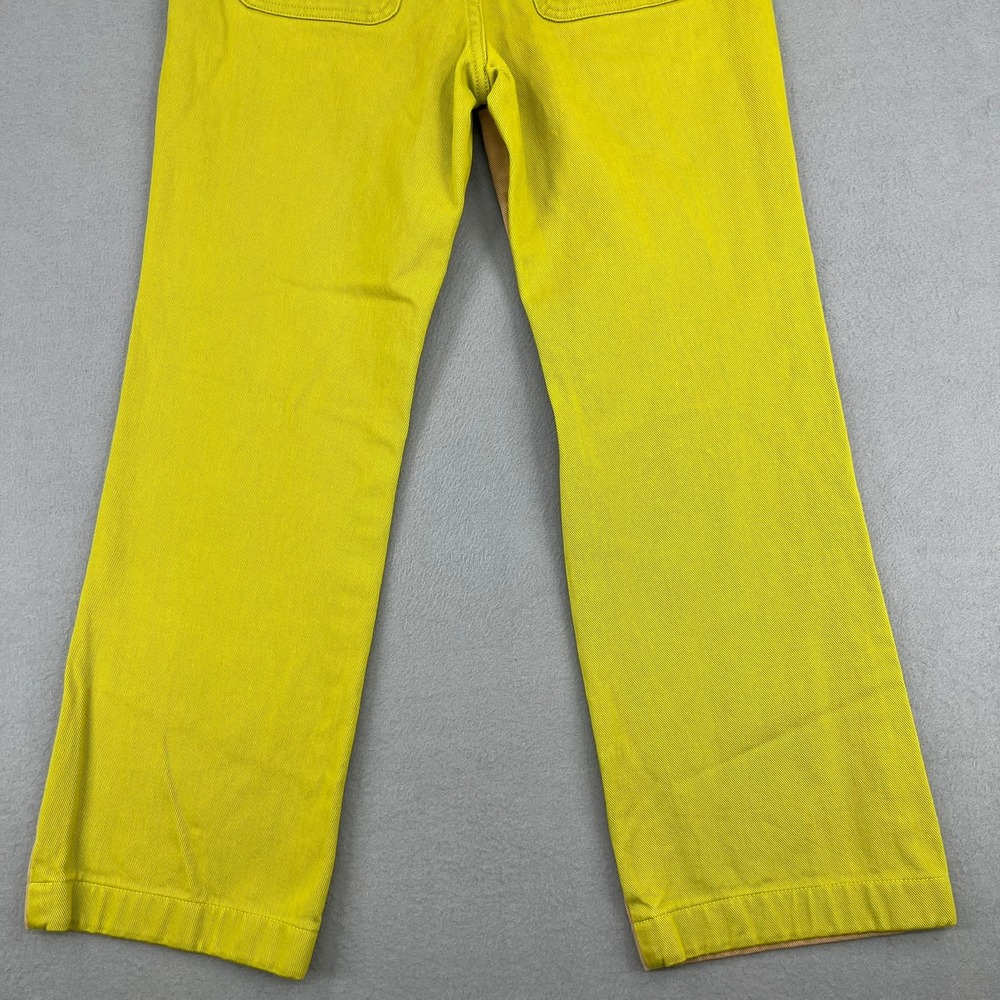 Paloma Wool Women Lime Green Tan Two Tone Colorblock Straight Leg Pants Size 36 - Picture 13 of 14